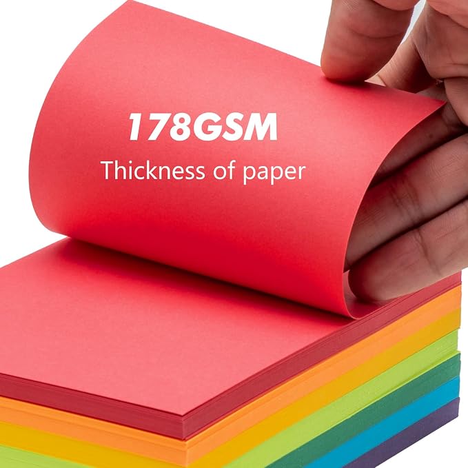 Index Cards 140-Count 5x8 Inch, 178GSM Heavyweight Set of 7 Colors Paper — view 5