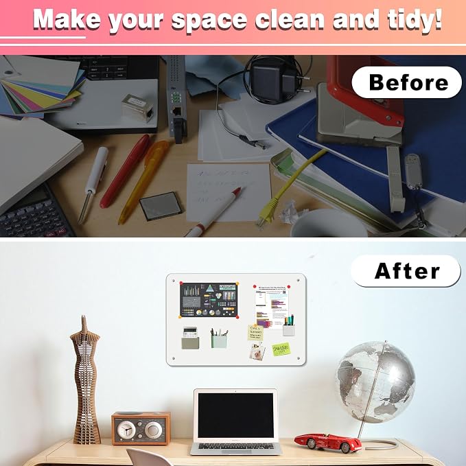 4 Pack White Magnetic Board, 17.5" x 11.4" Magnet Bulletin Board to Display — view 5