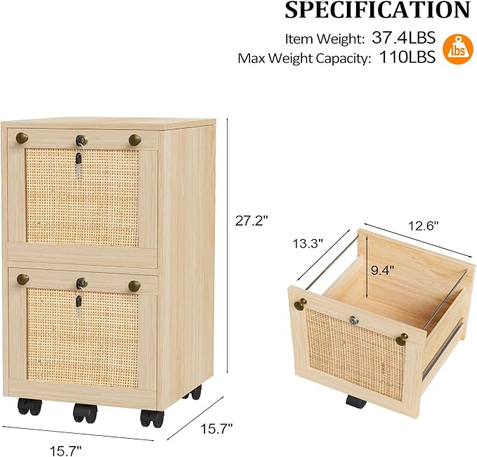 VINGLI 2 Drawer File Cabinet — view 3