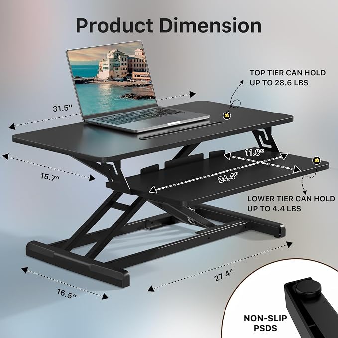 JOY worker Standing Desk Converter, Desktop Workstation Riser — view 2