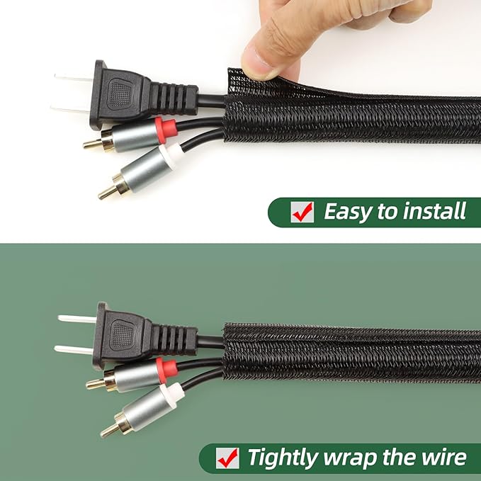 Split Wire Loom Tubing, Cable Protector Sleeve, Braided Cable Management — view 2