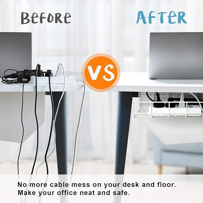 Under Desk Cable Management- 4 Pack Cord Organizer. Metal Wire Cable Management — view 2