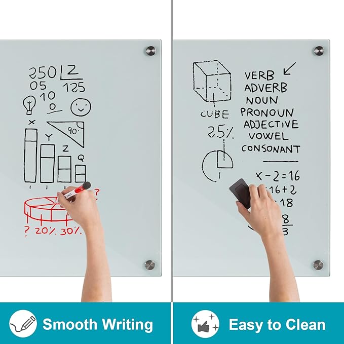 Glass Dry Erase Board, 36 x 24 Inches Magnetic Glass Whiteboard — view 3