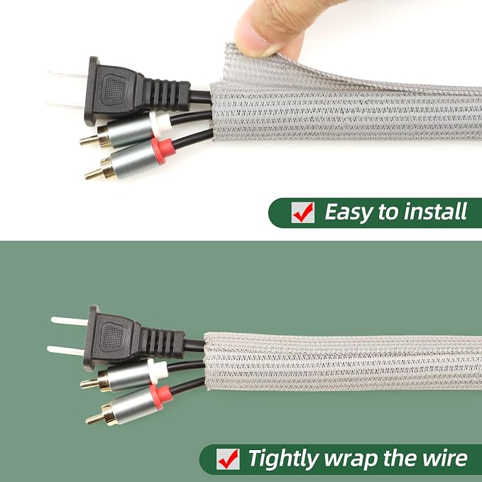 Split Wire Loom Tubing, Cable Protector Sleeve, Braided Cable Management — view 2