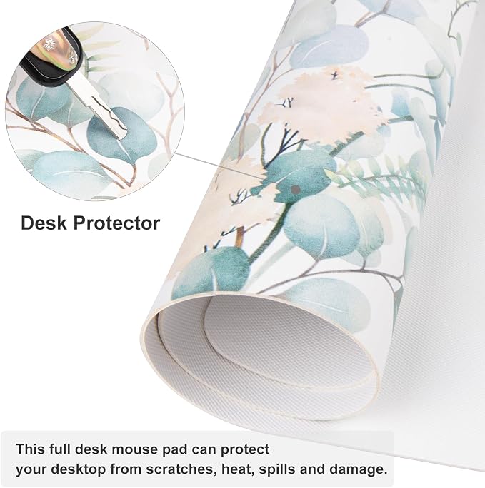 QIYI Large Mouse Pad for Desk, Cute Desk Mat for Desktop, Women Girls Green — view 5