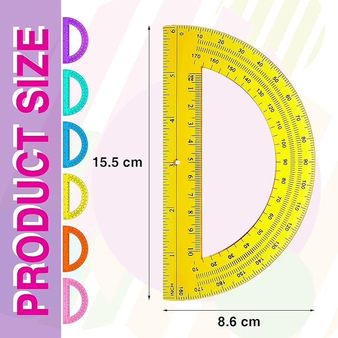 Zonon 36 Pieces Protractors Bulk Plastic 180 Degrees 6 Inch Translucent — view 2