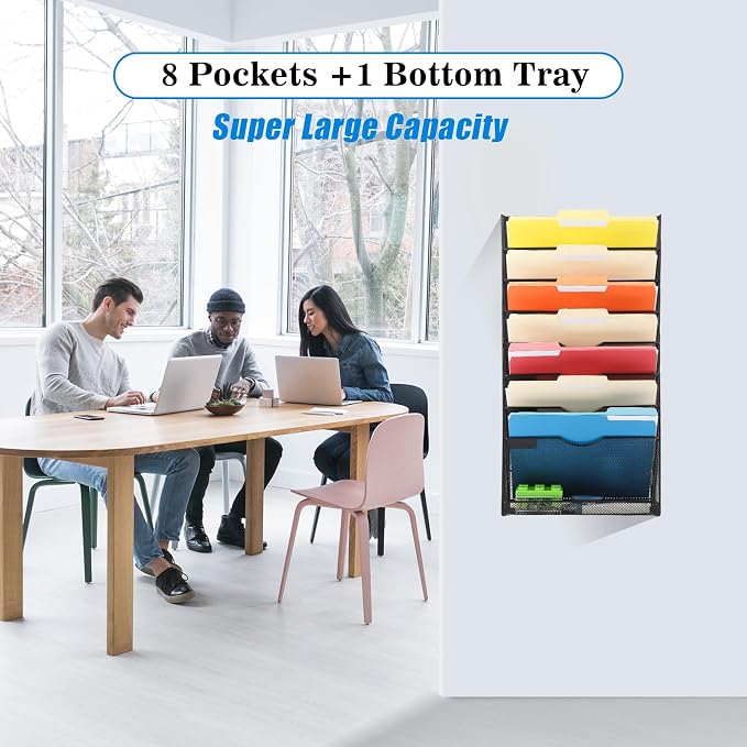 EASEPRES Desk File Organizer Mesh 9-Tier, Hanging Wall Mount Document — view 3