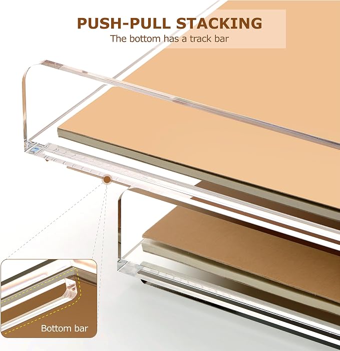 SANRUI 4 Tier Clear Desk Paper Letter Organizer Trays, A4 Stackable File — view 4