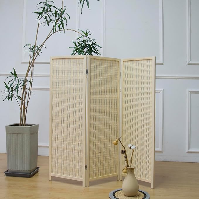 Furnnylane 3 Panel Short Room Divider Screen, Small Bamboo Panel Divider — view 3
