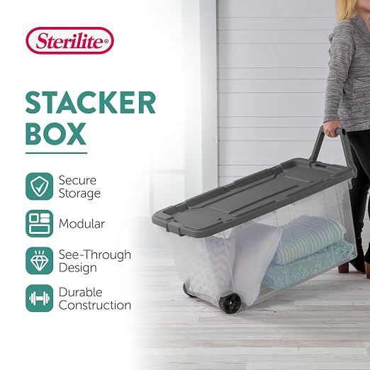 Sterilite 4-Pack Modular Stacker Box, Durable Clear Plastic Storage Bins — view 3
