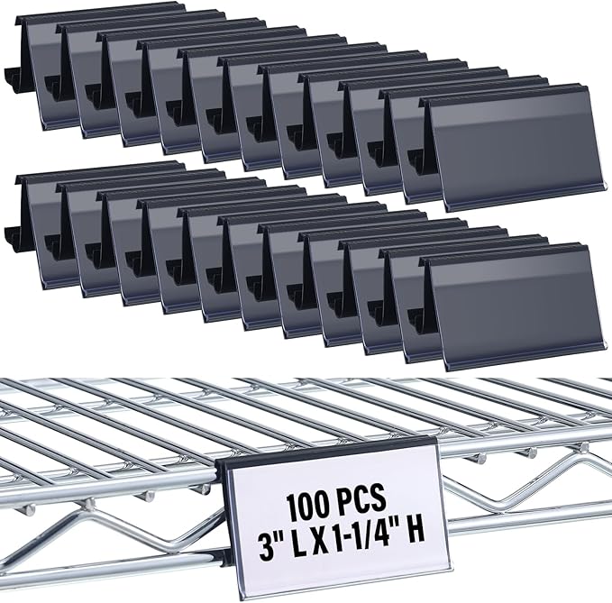 Kathfly 100 Pcs Wire Shelf Label Holders Compatible