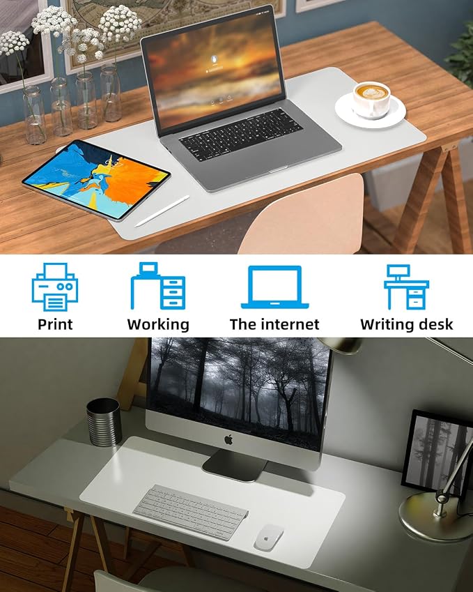 Pu Leather Desk Protector, Mouse Pad, Laptop Mat, Non-Slip Blotter, Waterproof — view 7