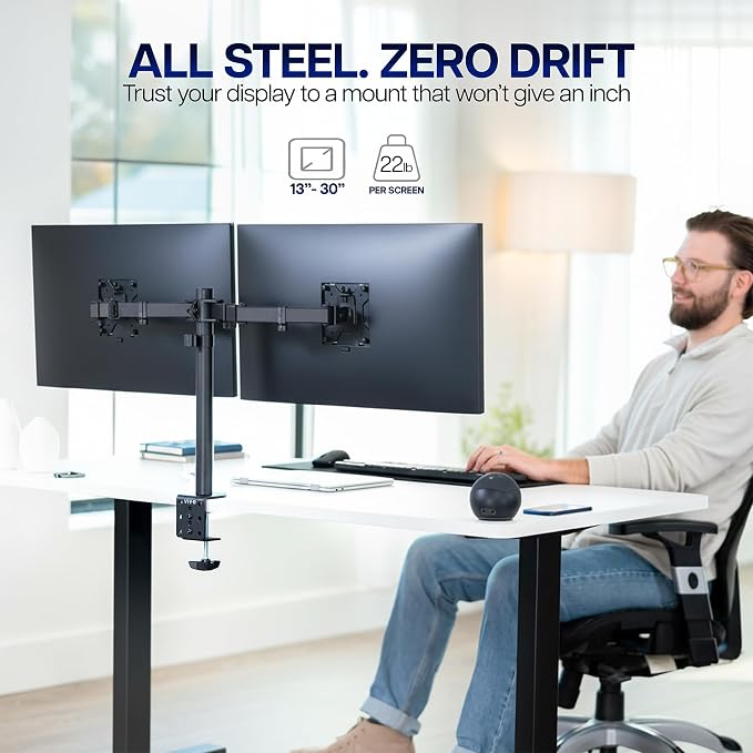 VIVO Dual Monitor Desk Mount, Holds 2 Computer Screens up to 30 inches and — view 2