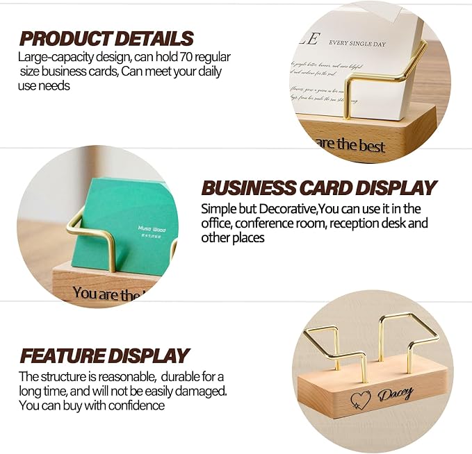 HJX Custom Business Card Holder Desk-Personalized Engraved Wooden Business Card — view 4