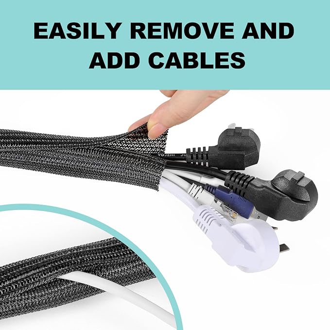 AGPTEK Cable Sleeve Cover, 2 Pack 5ft — view 4