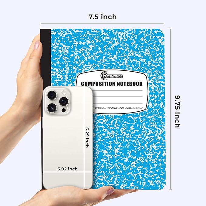 Rosmonde 5 Pack Composition Notebooks College Ruled, 200 No Bleed Pages — view 3