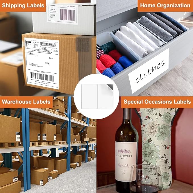 BESTEASY 1000 Half Sheet Self Adhesive Shipping Labels, Laser/Ink Jet White — view 7