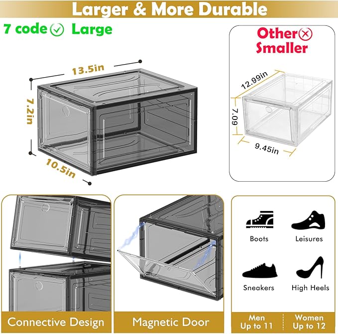 7 code Thicken & Sturdy Clear Shoe Storage Organizer — view 3