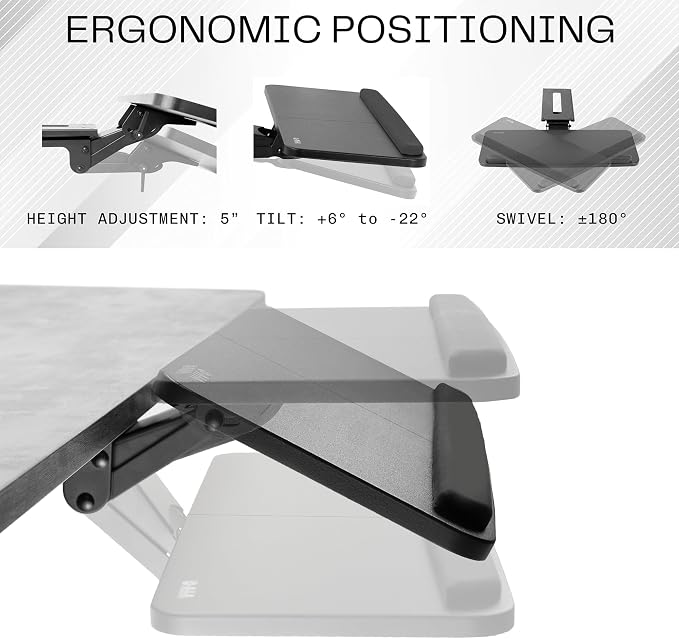 VIVO Adjustable Computer Keyboard & Mouse Platform Tray Ergonomic Under Table — view 3