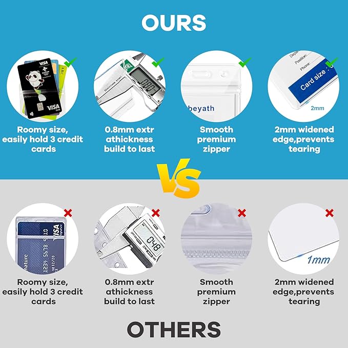 ABEYATH 1000 Pack Extra Thick ID Card Name Badge Holder Heavy Duty Waterproof — view 4