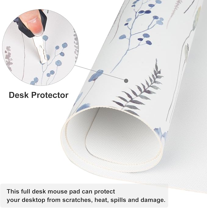 QIYI Large Mouse Pad for Desk, Floral Desk Mat for Desktop, Women Girls Office — view 5