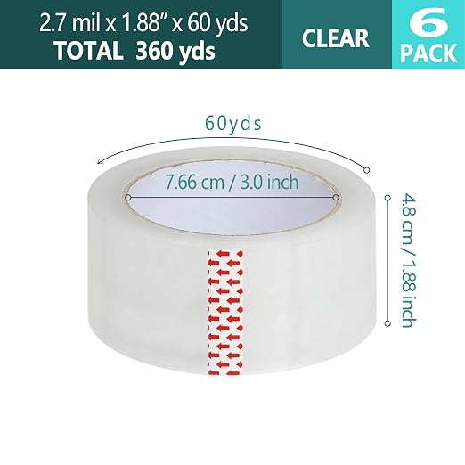 AUSTARK 6 Rolls Clear Packing Tape — view 2