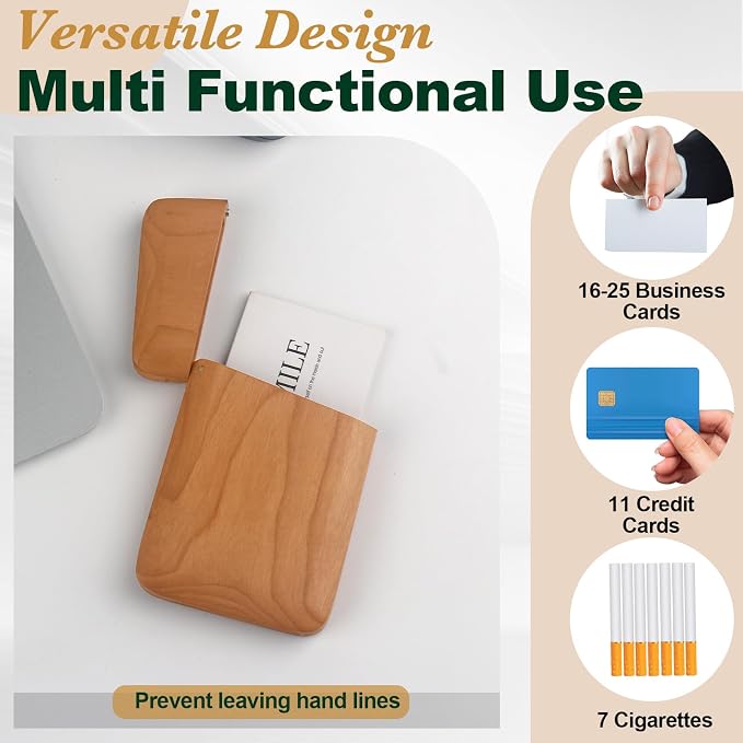 Yookin Wood Business Card Holder Wooden Magnetic Business Card Case Portable — view 4
