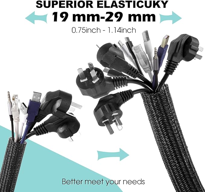 AGPTEK Cable Sleeve Cover, 2 Pack 5ft — view 3