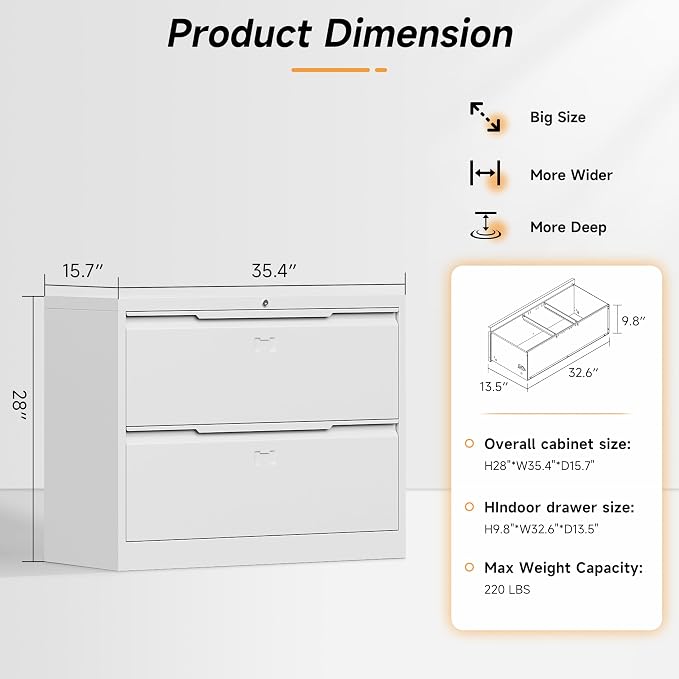 Bestoo 2-Drawer Lateral File Cabinet — view 3