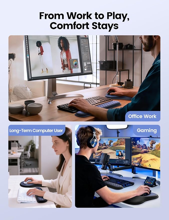 meatanty Keyboard and Mouse Pad Wrist Rest Set, Ergonomic Wrist Pad Support — view 7