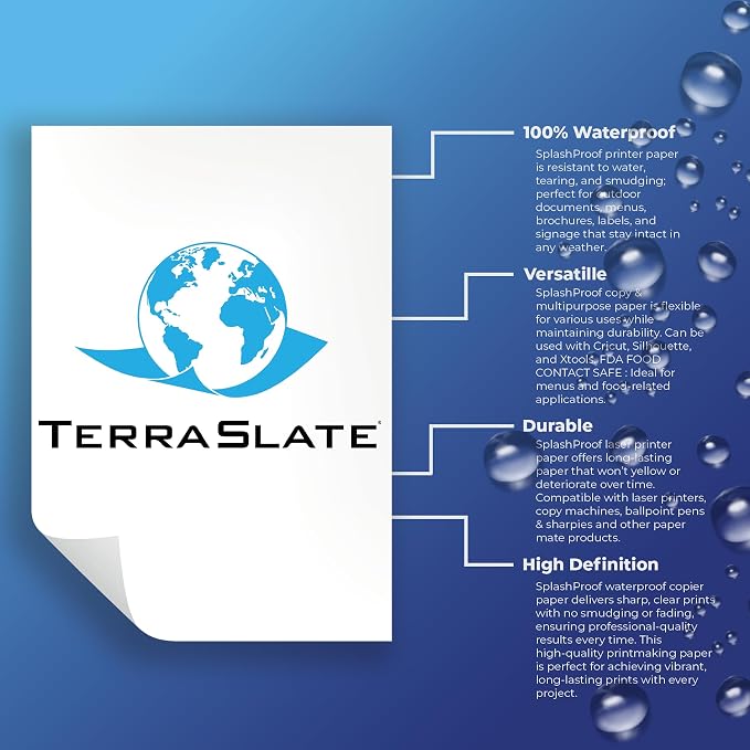 TerraSlate Waterproof, Rip-Proof Paper, 000 Sheets, 5 Mil, 8.5” x 11”, Laser — view 5