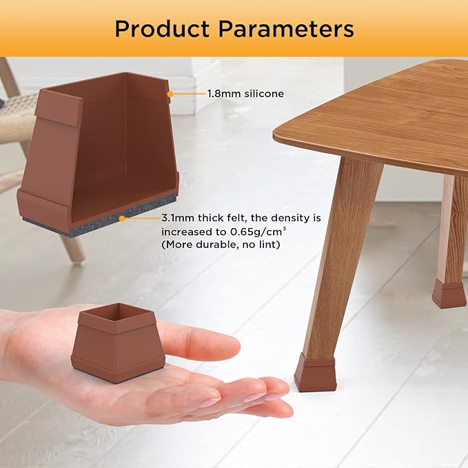 16 PCS Square Chair Leg Floor Protector, Silicone Chair Leg Cover, Furniture — view 6