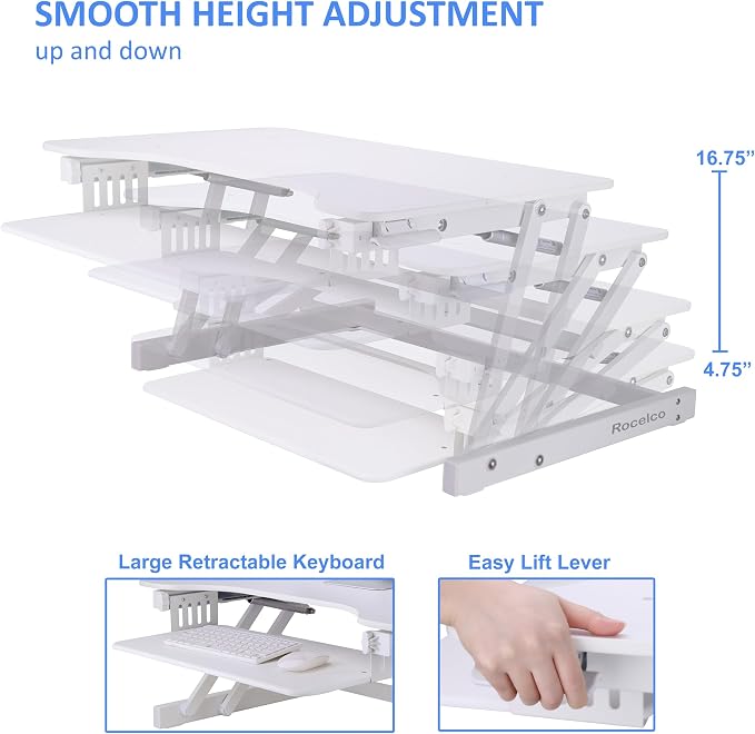 Rocelco 32" Height Adjustable Standing Desk Converter — view 4