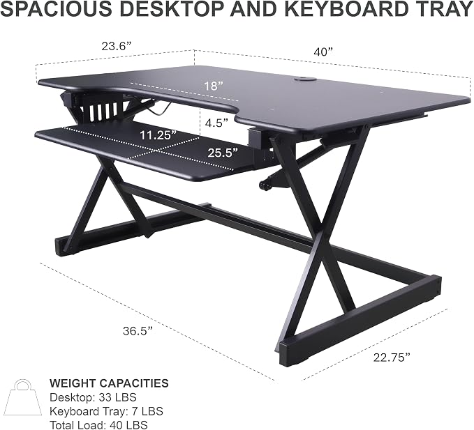 Rocelco 40" Large Height Adjustable Standing Desk — view 4