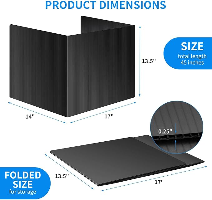 24 Pack Black Desk Dividers for Students, Privacy Shields Folder for Students — view 5