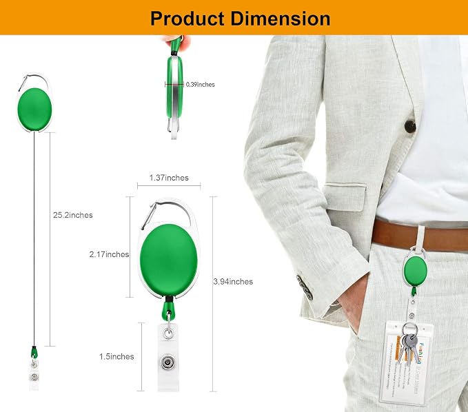 Fushing 20Pcs Retractable ID Badge Holders ID Badge Reels — view 2