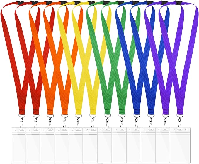 12-Pack Rainbow Breakaway Lanyards