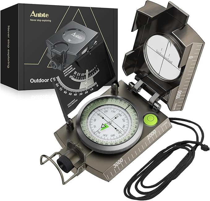 Anbte Compass Hiking Survival, IP65 Waterproof Metal Compass