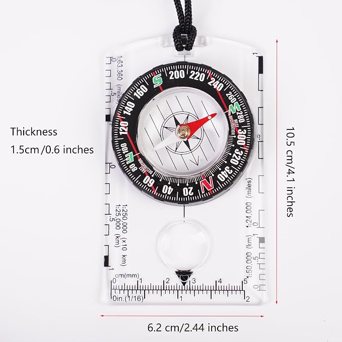 4 Pcs Outdoor Compass with Adjustable Declination, Scale. Multifunctional — view 3