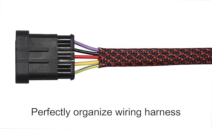 100ft - 1/2 inch PET Expandable Braided Sleeving – BlackRed – Alex Tech Braided — view 3