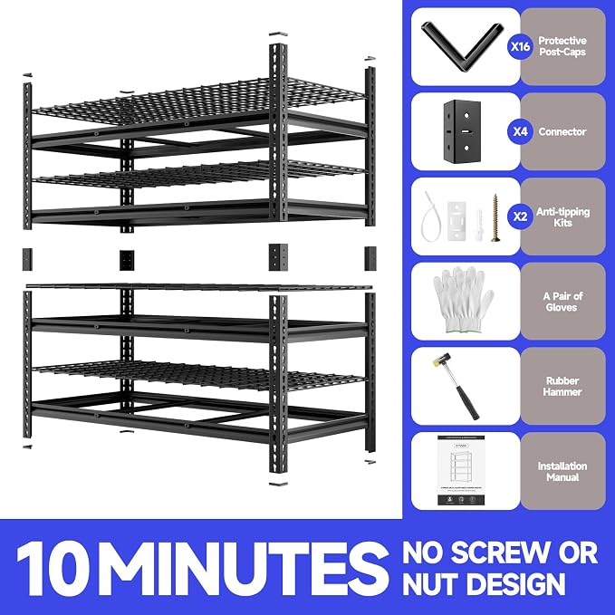 cynnda 4-Tier 60" W X 24" D X 60" H Garage Shelves 2500LBS Heavy Duty Shelving — view 7