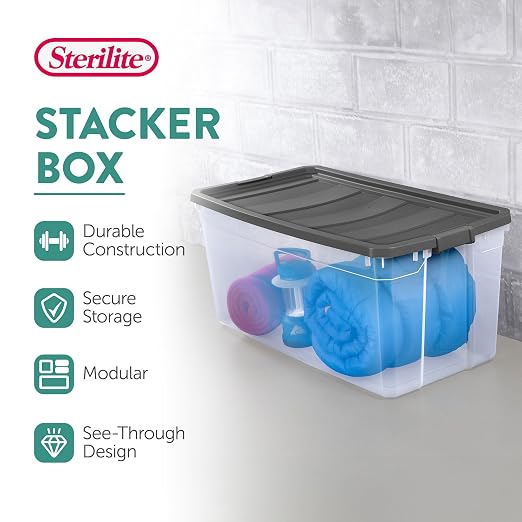 Sterilite 3-Pack Modular Stacker Box, Durable Clear Plastic Storage Bins — view 3