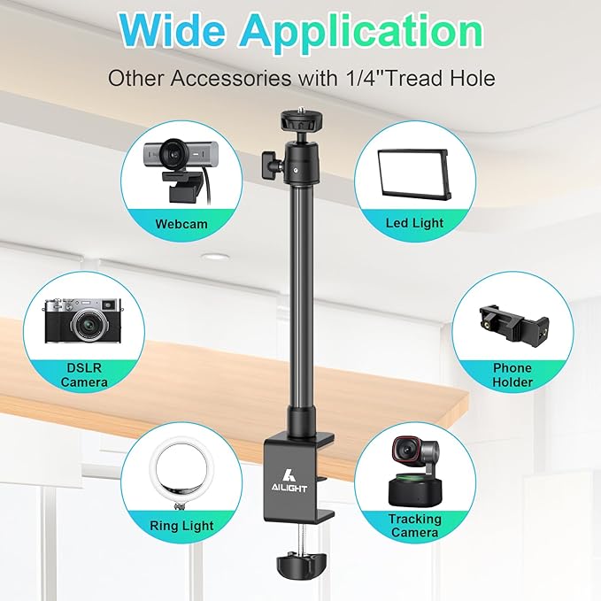 Ailight Camera Desk Mount Webcam Stand, Adjustable Table Camera Stand — view 7