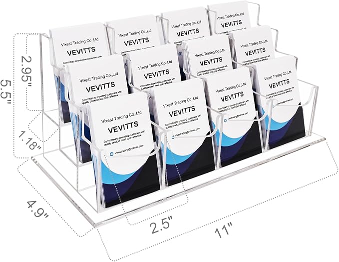 Vevitts Vertical Business Card Holder, Acrylic Business Card Display, Home & — view 2