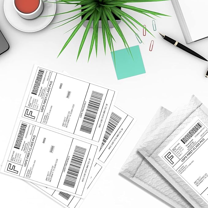 BESTEASY 1000 Half Sheet Self Adhesive Shipping Labels, Laser/Ink Jet White — view 6