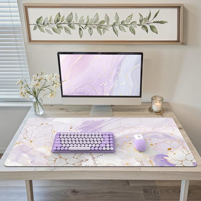 iCasso Desk Cover Mat, Extra Large Lotus Mouse Pad, Desk Pad Mat, Office Matt