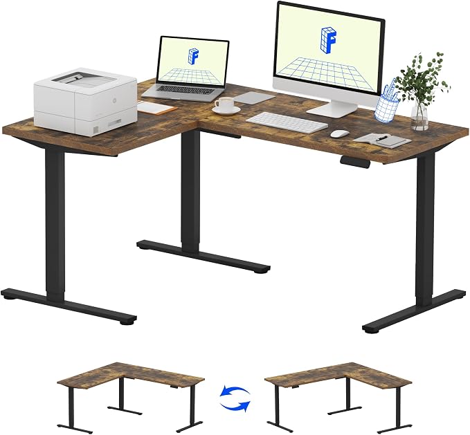 FLEXISPOT L Shaped Standing Desk, 63 x 47 Inch Electric Height Adjustable
