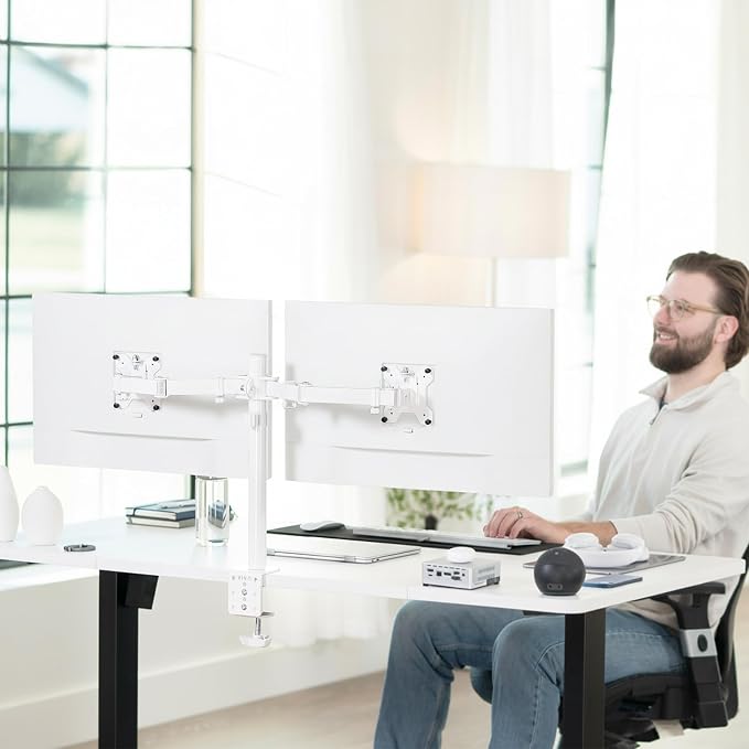 VIVO Dual Monitor Desk Mount, Heavy Duty Fully Adjustable Steel Stand, Holds 2 — view 2