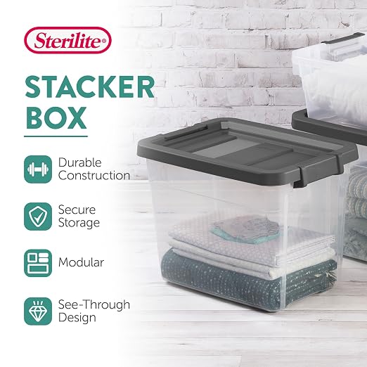 Sterilite 18-Pack Modular Stacker Box, Durable Clear Plastic Storage Bins — view 2