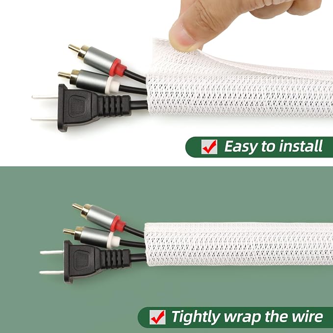 Split Wire Loom Tubing, Cable Protector Sleeve, Braided Cable Management — view 2